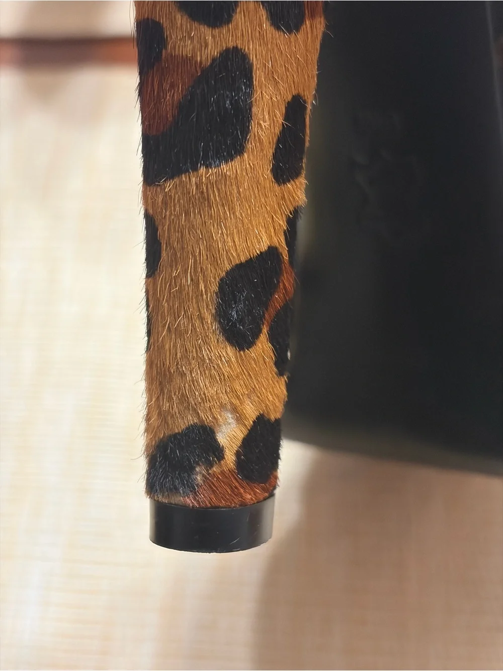 Tory Burch Black Sandals with Leopard Heel Accent